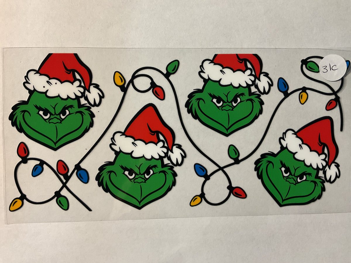 31C - Green Guy Christmas Lights - UV DTF