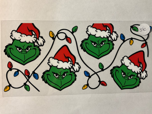 31C - Green Guy Christmas Lights - UV DTF