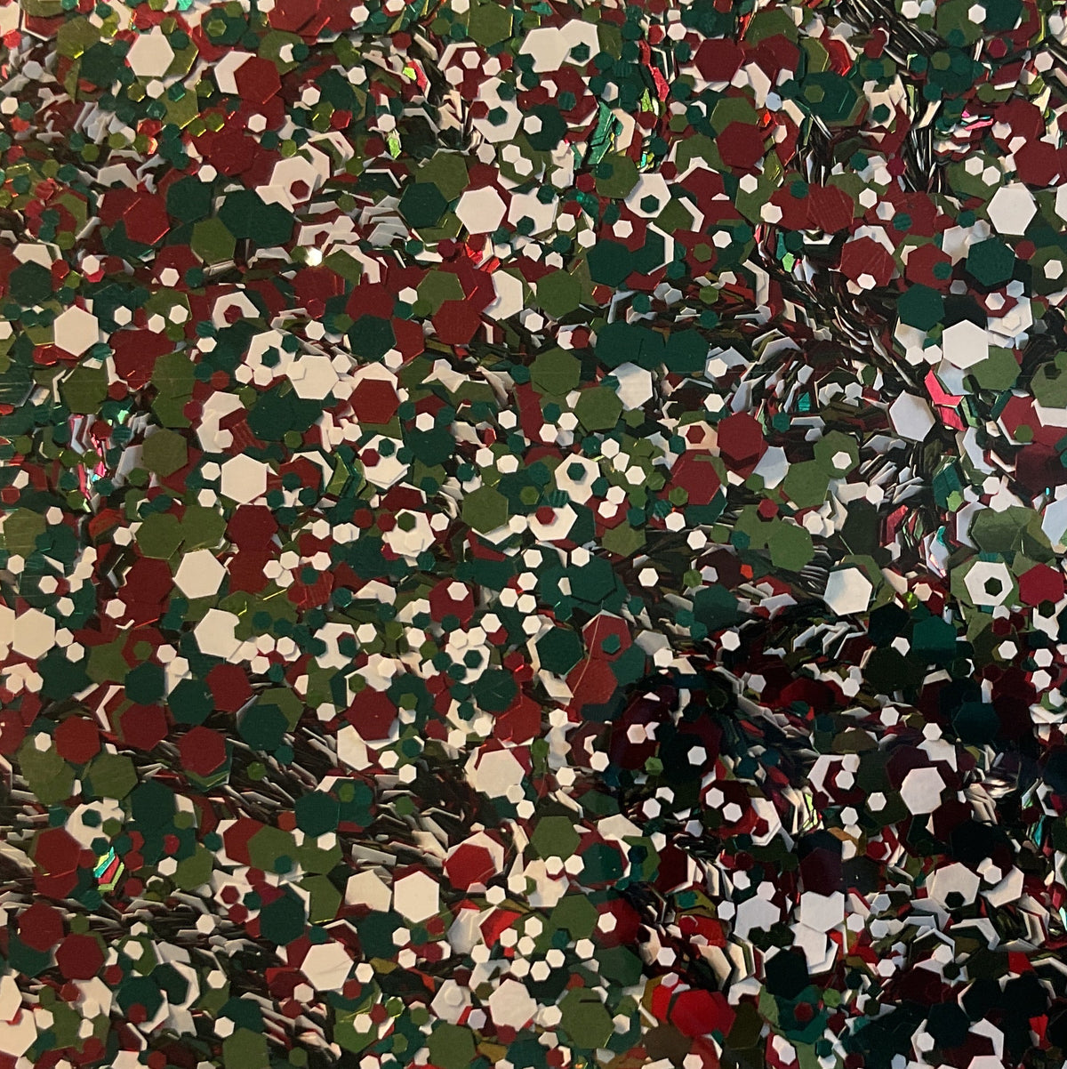 GLITTER - Christmas Mix Metallic Green Red White Chunky - Resealable 50g Bag