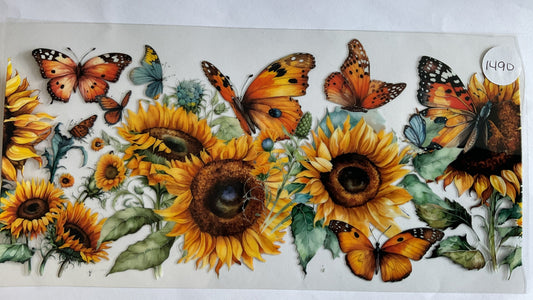 #1490 - Sunflower Butterflies - UV DTF