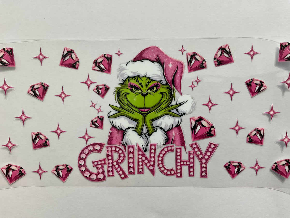 29C - Christmas Green Pink Lady Diamonds - Tumbler Wrap