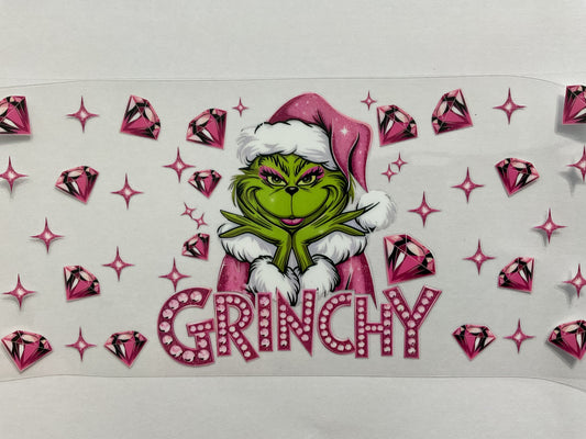 29C - Christmas Green Pink Lady Diamonds - Tumbler Wrap