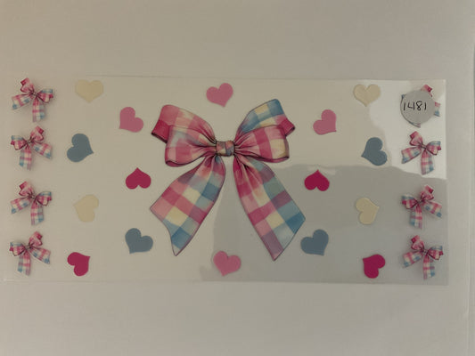 #1481 - Pink Blue Checkered Bows - UV DTF