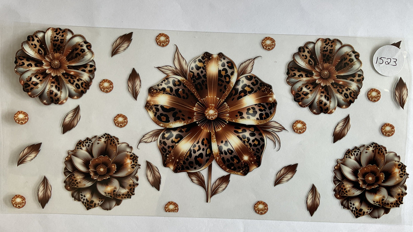 #1523 - Copper Gold Leopard Flower  - UV DTF
