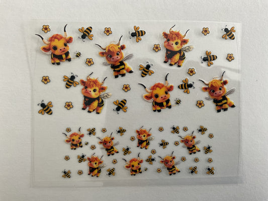 Highland Cow Bees - Tumbler Keychain Wrap