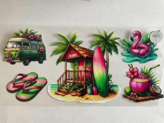 #903 - Neon Beach Hut - UV DTF