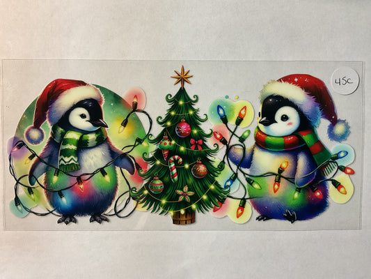 #45C - Christmas Penguins - UV DTF