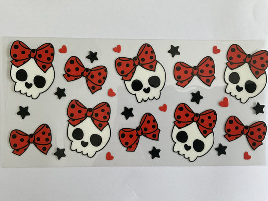 70H - Skulls & Polkadot Bows - UV DTF Tumbler Wrap