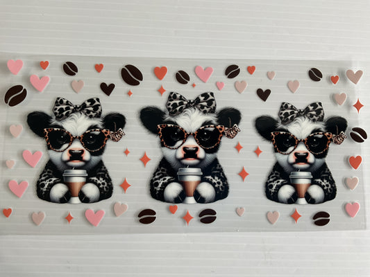 Coffee Cow Leopard Glasses Cow Print Bow