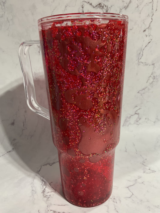 40oz Dual Pink Shakeable Lava Snow Globe Tumbler
