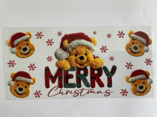 87C - Merry Christmas Honey Bear - Tumbler Wrap