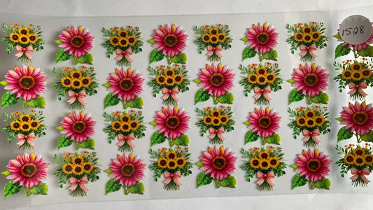 #1528 - Pink & Sunflowers - UV DTF