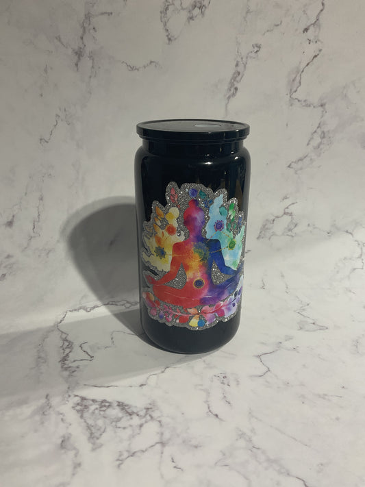 16oz Black Glitter Yoga - Premade NON-Snow Globe Tumbler