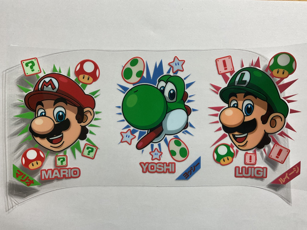 Game Mario Luigi Yoshi - UV DTF Tumbler Wrap