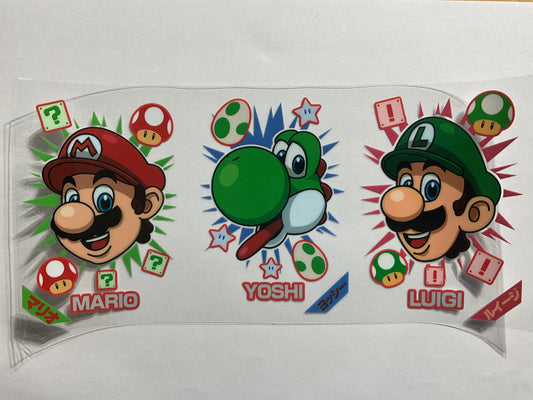 Game Mario Luigi Yoshi - UV DTF Tumbler Wrap