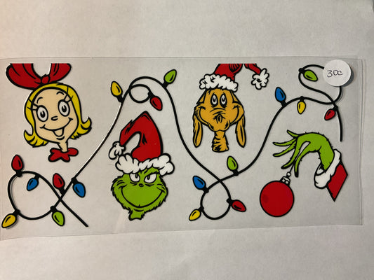 30C - Green Guy Fam Christmas Lights - UV DTF
