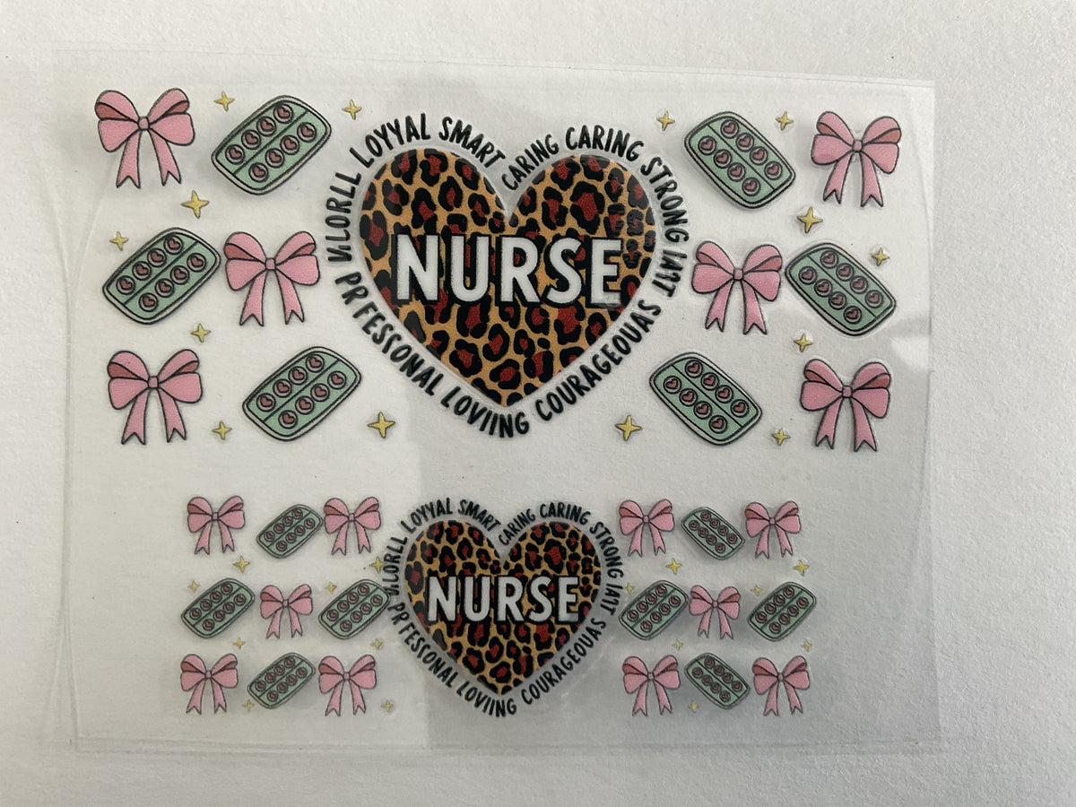 Nurse Leopard Heart - Tumbler Keychain Wrap