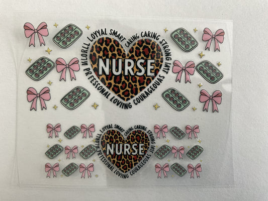 Nurse Leopard Heart - Tumbler Keychain Wrap