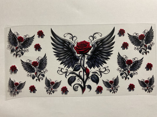 Red Rose Black Wings - UV DTF