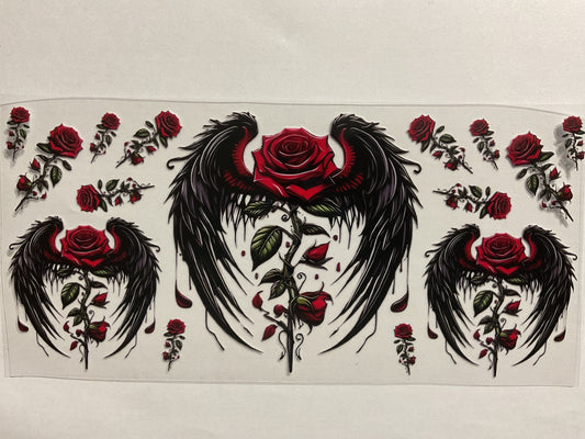 Red Roses Black Wings - UV DTF