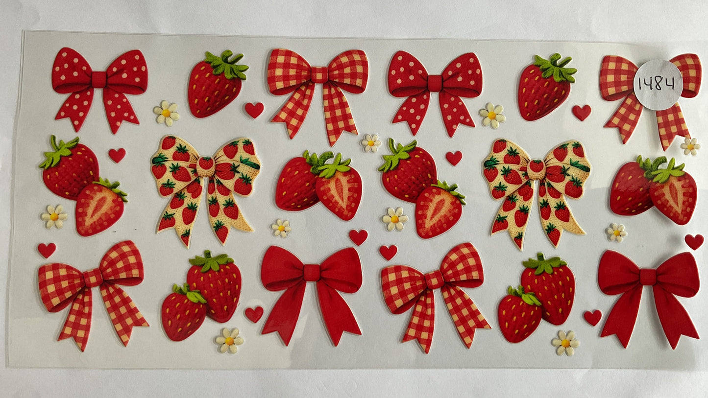 #1484 - Strawberry Bows - UV DTF