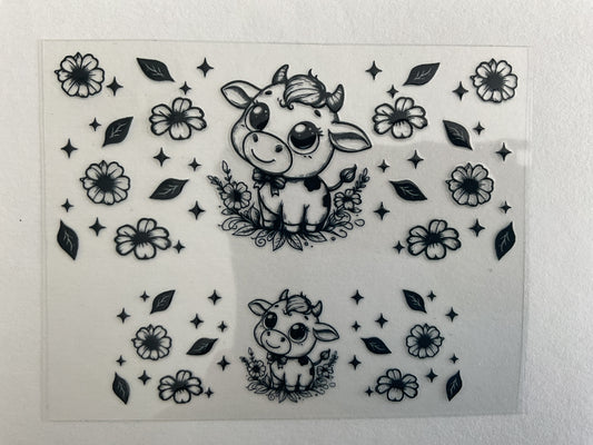 Cow Black Outline - Tumbler Keychain Wrap