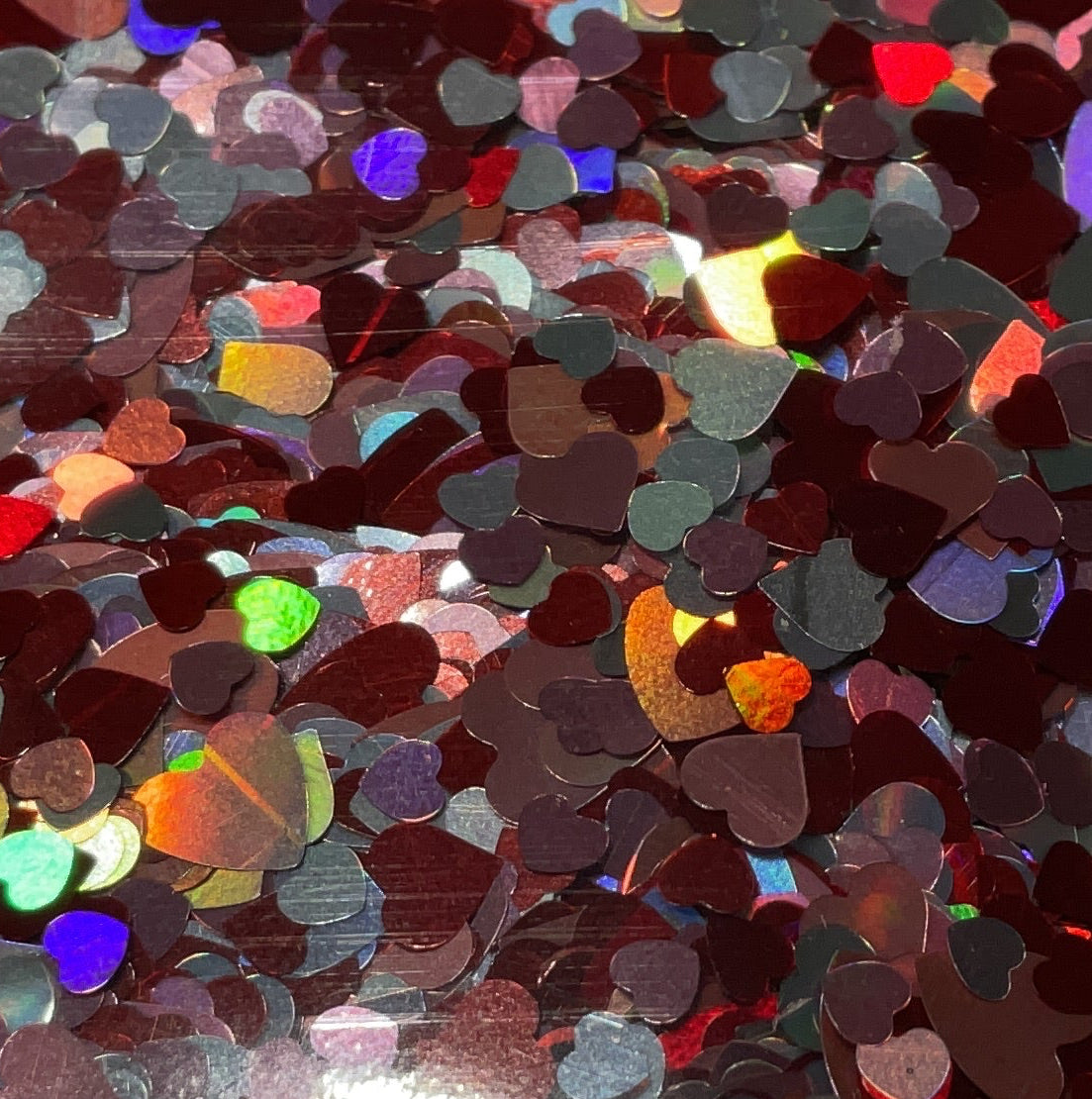 Multi-size Red Pink Silver Hearts - Glitter Shapes