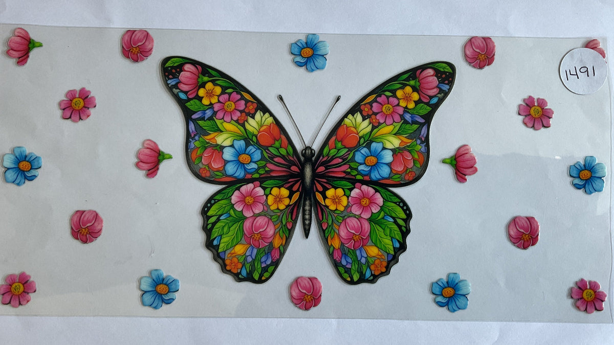 #1491 - Butterfly Flowers - UV DTF