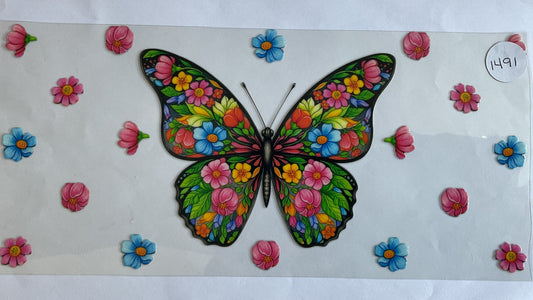 #1491 - Butterfly Flowers - UV DTF