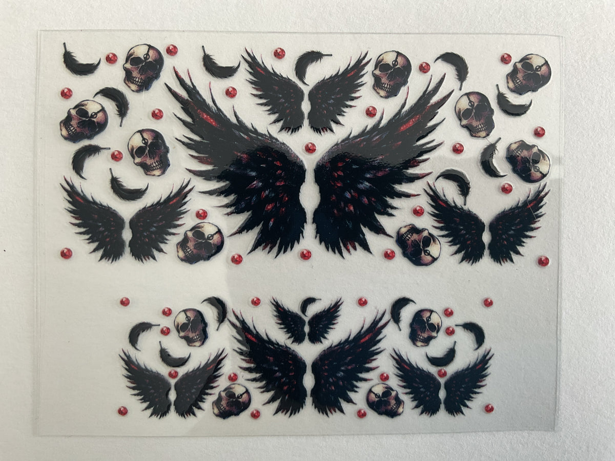 Black Red Skull Wings - Tumbler Keychain Wrap