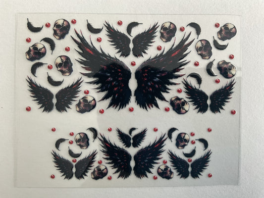 Black Red Skull Wings - Tumbler Keychain Wrap
