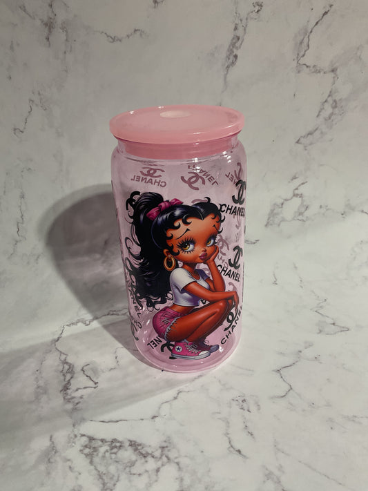 16oz CC Betty - Pink Premade NON-Snow Globe Tumbler