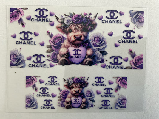 Purple CC Highland Cow - Tumbler Keychain Wrap