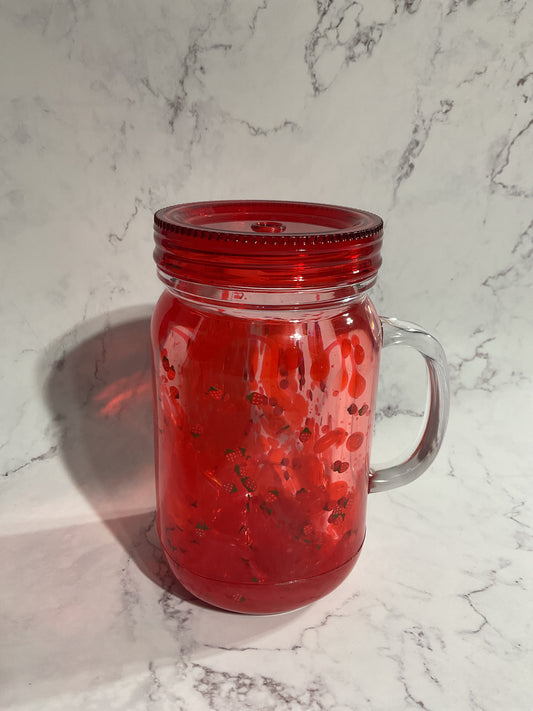 20oz Mason Strawberry Dual Lava Snow Globe Tumbler