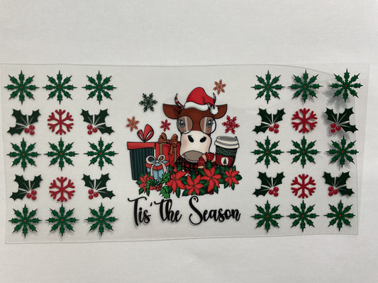 36C - Tis The Season Christmas Cow - Tumbler Wrap