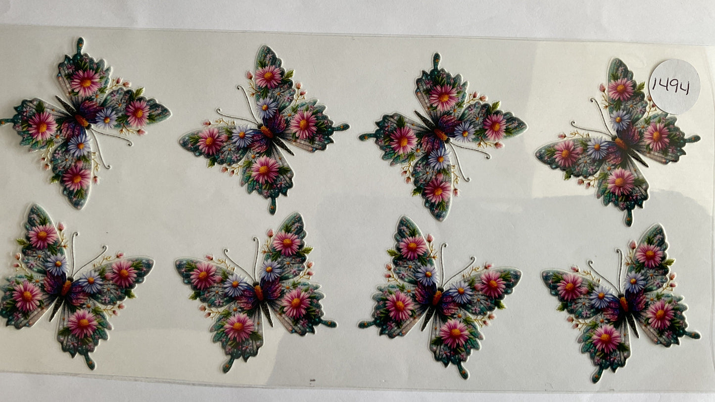 #1494 - Butterflies & Flowers - UV DTF