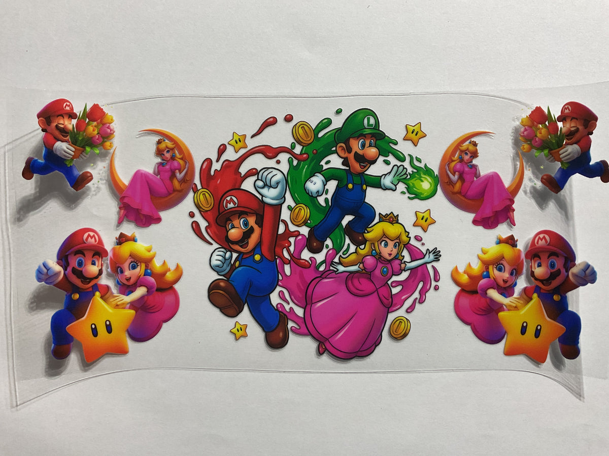 Game Mario L Girl Moon - UV DTF Tumbler Wrap