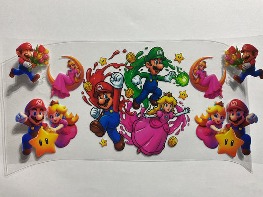 Game Mario L Girl Moon - UV DTF Tumbler Wrap