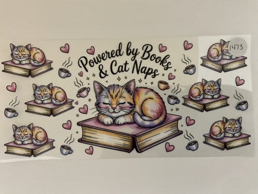 #1473 - Powered by Books & Cats - UV DTF