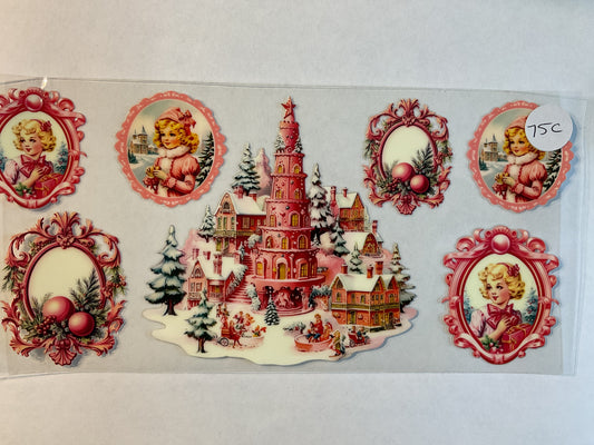 75C - Vintage Pink Christmas - UV DTF