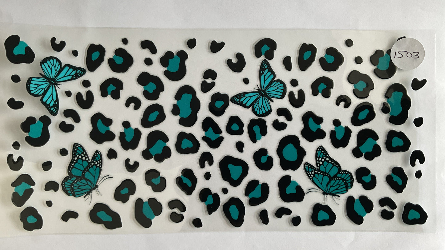 #1503 - Teal Leopard Butterflies - UV DTF