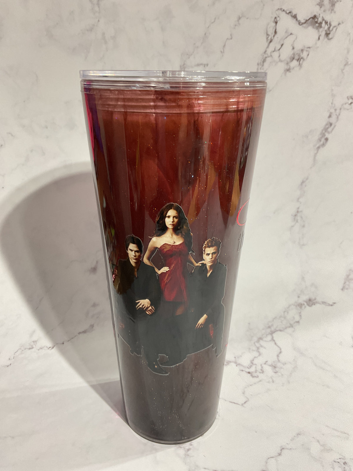 24oz V Diary - Dual Red Black Lava Snow Globe Tumbler