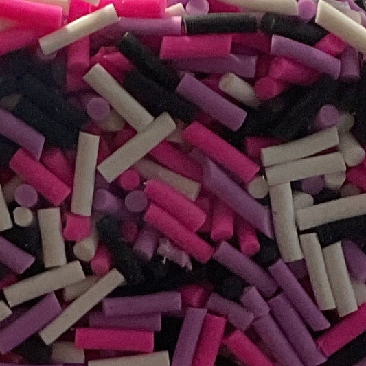 Sprinkles Mix #1 - White Pink Purple Black - Clay Shapes
