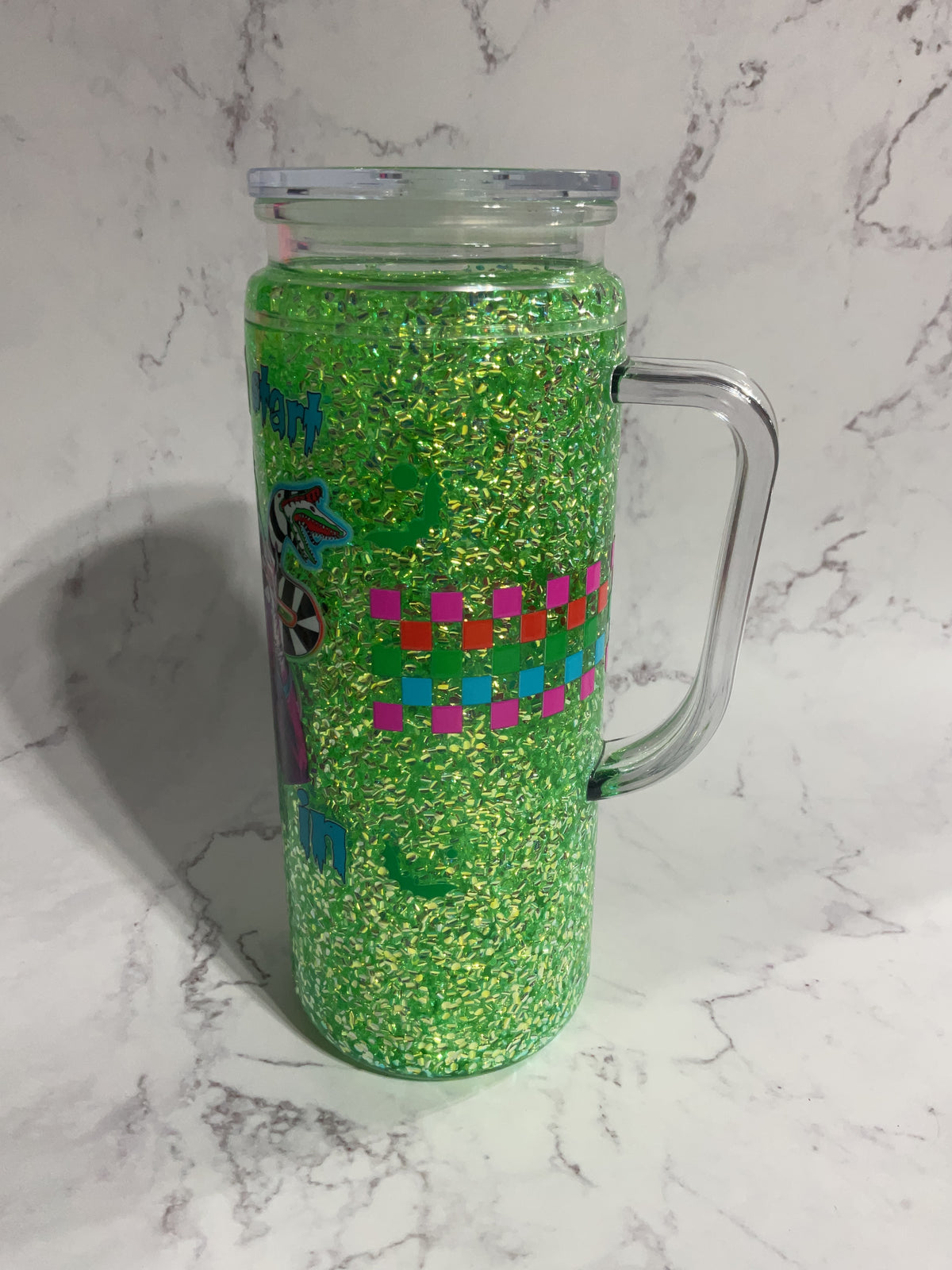 20oz Beetle Suspended Bubble Glitter Snow Globe Tumbler