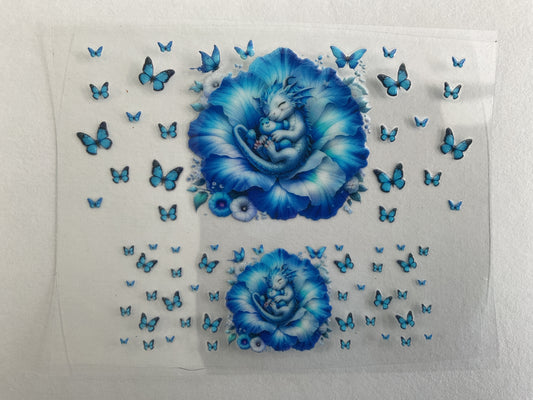 Baby Blue Sleeping Dragon Flower - Tumbler Keychain Wrap