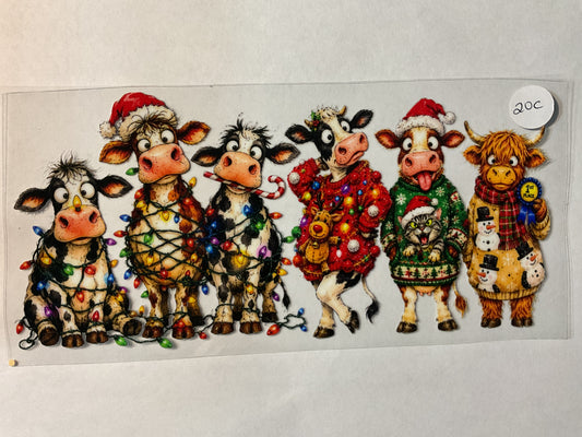 20C - Crazy Christmas Cows - UV DTF