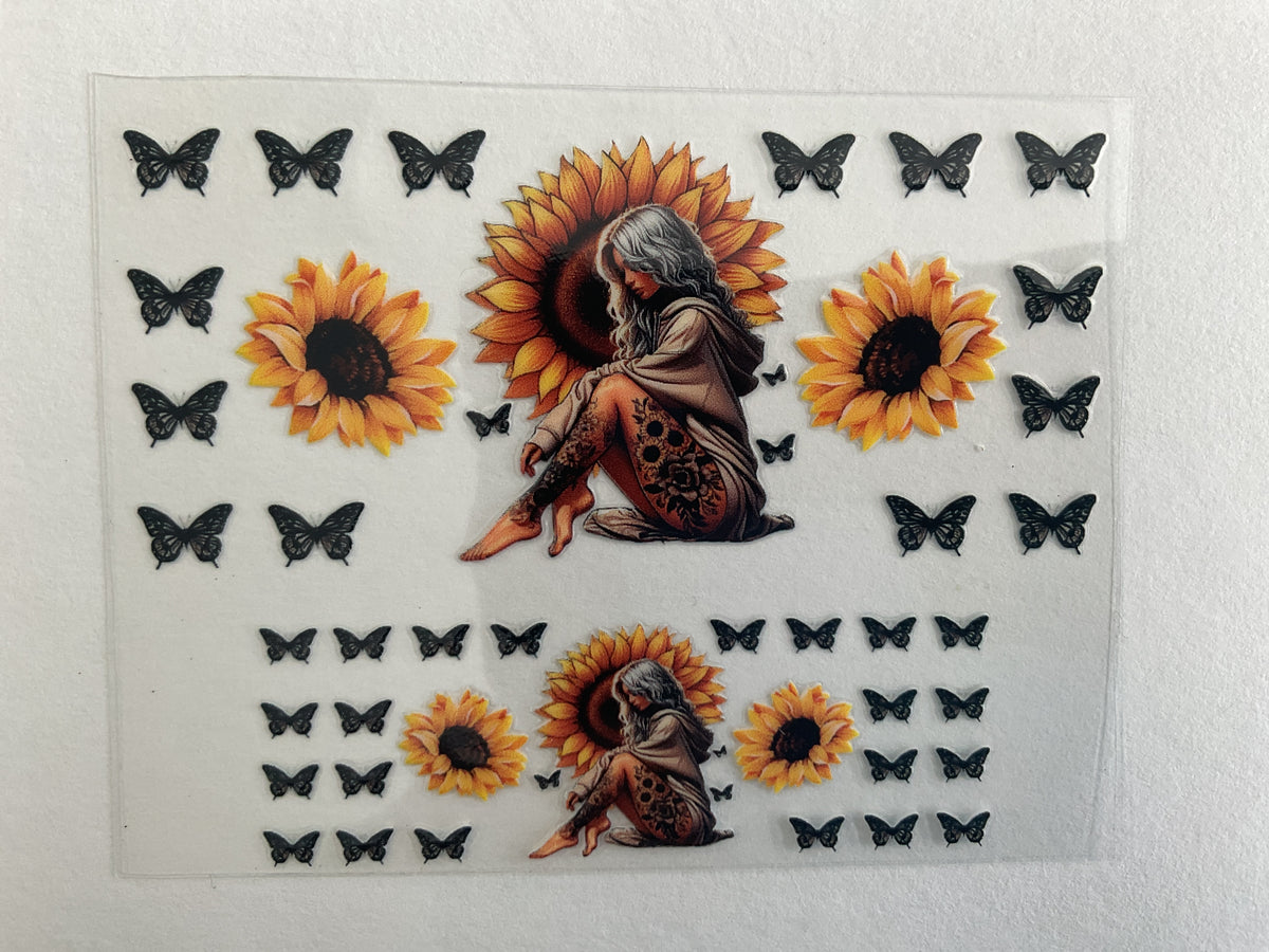 Tattoo Girl Sunflowers - Tumbler Keychain Wrap