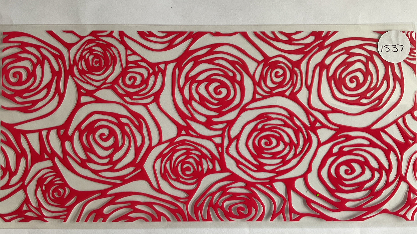 #1537 - Red Roses Outline - UV DTF