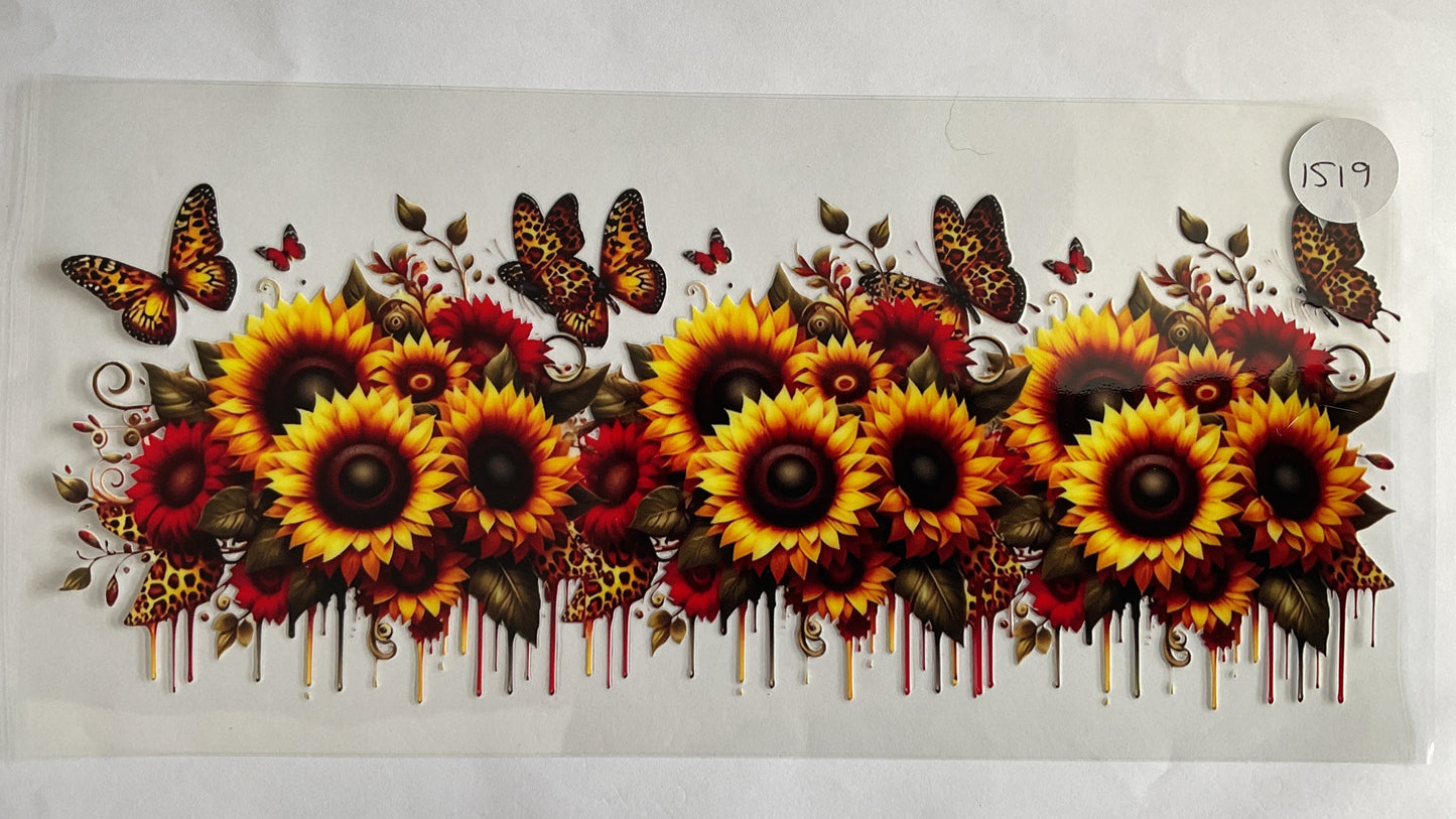 #1519 - Sunflower Leopard Butterflies  - UV DTF