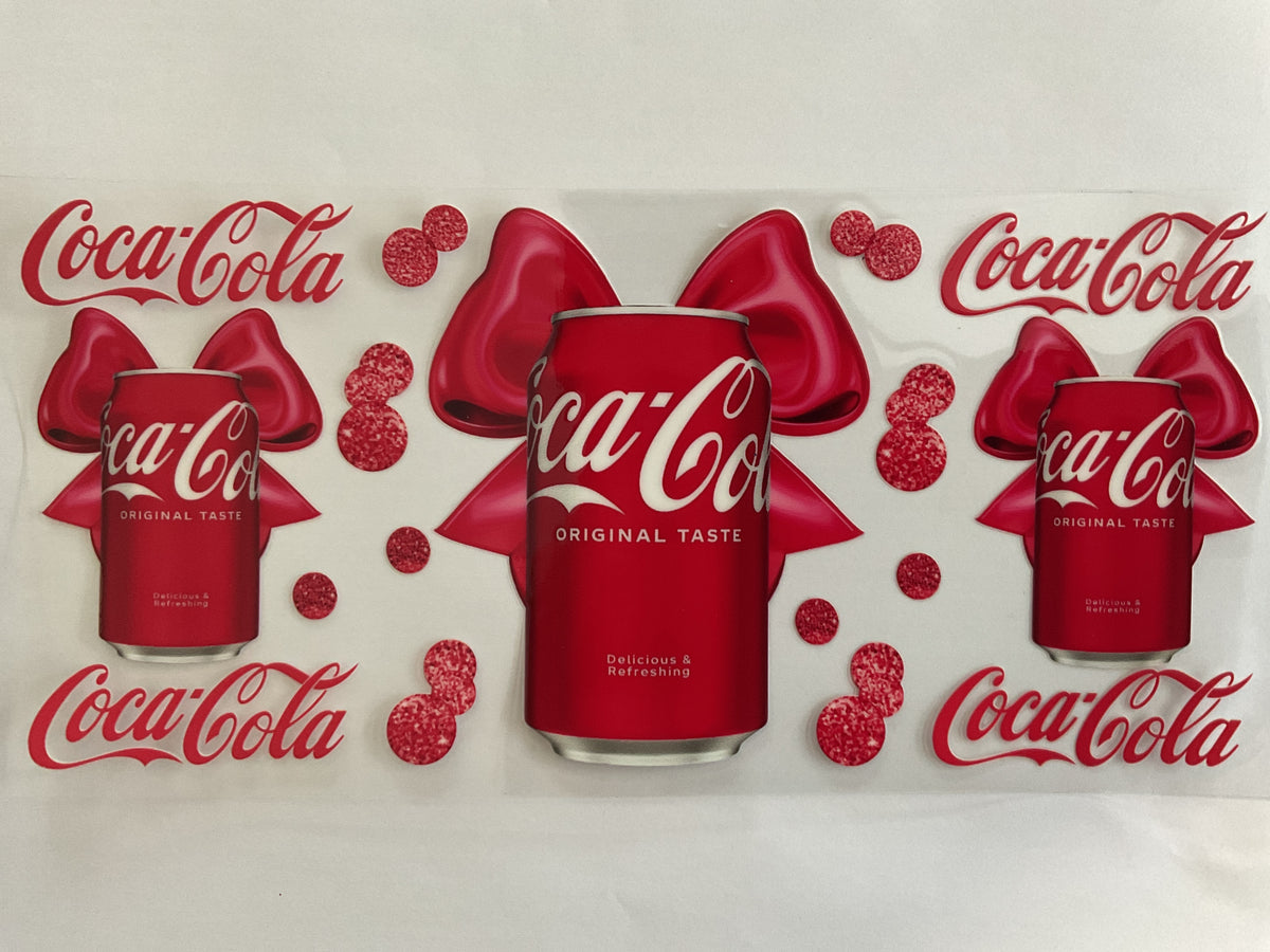 Cola Cans Red Satin Ribbons - UV DTF